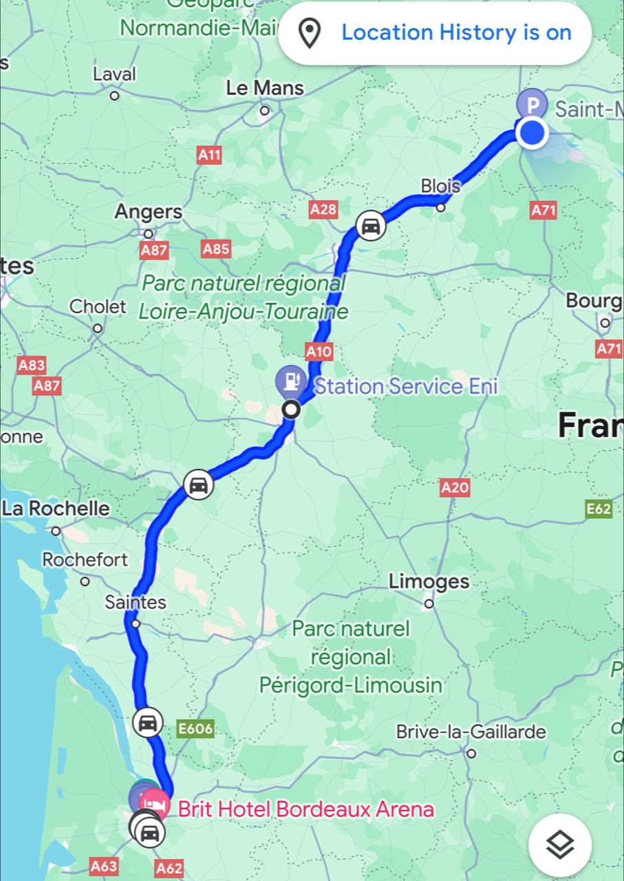 Bordeaux, France  -> Orleans, France 473 km #cinematiclife #cartravel