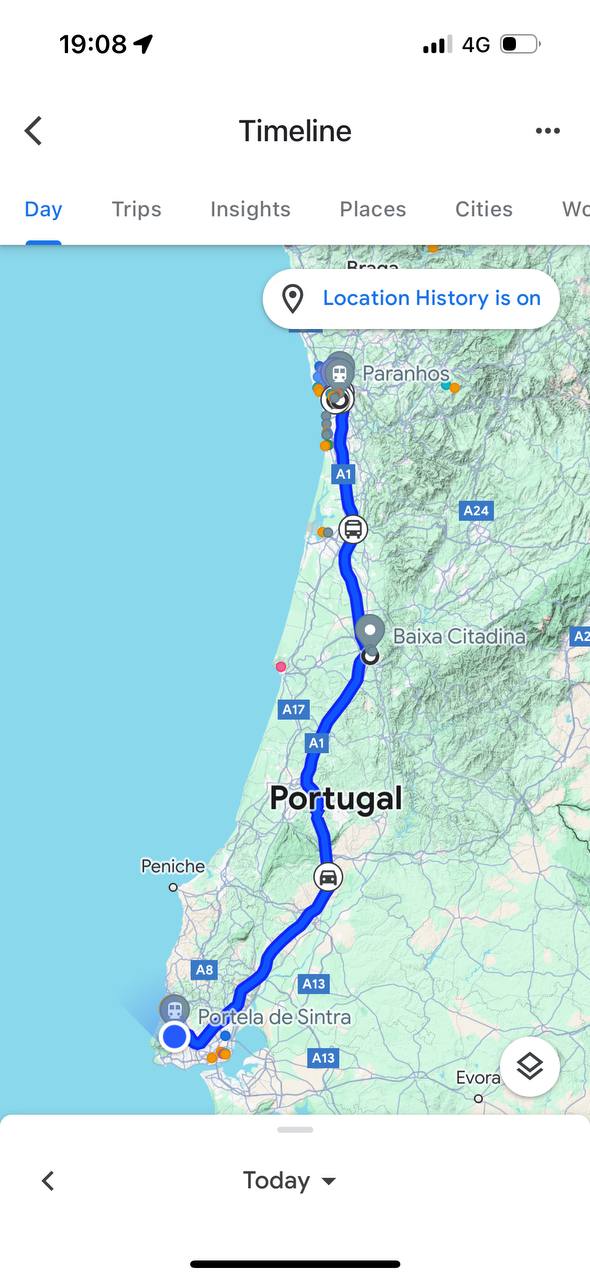 Porto -> Sintra ~350 km #cartravel