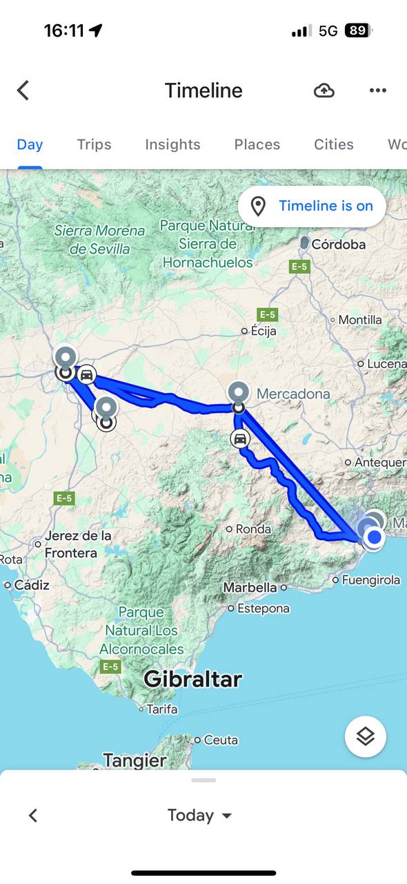 Malaga -> Granada -> Cordoba -> Seville -> Malaga #cartravel